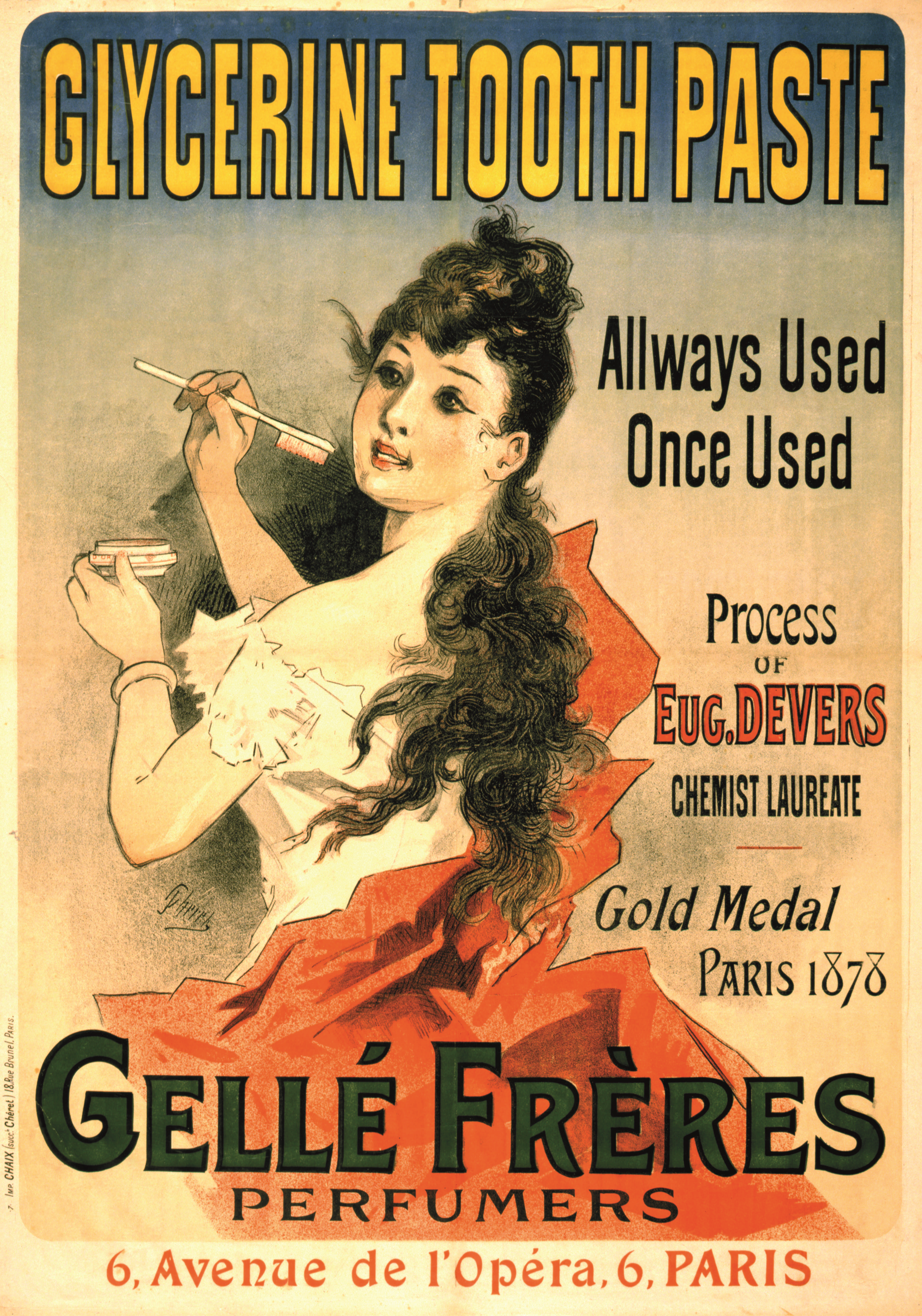 Jules Chéret, afiș publicitar pentru pasta de dinți Gellé Frères (1889)